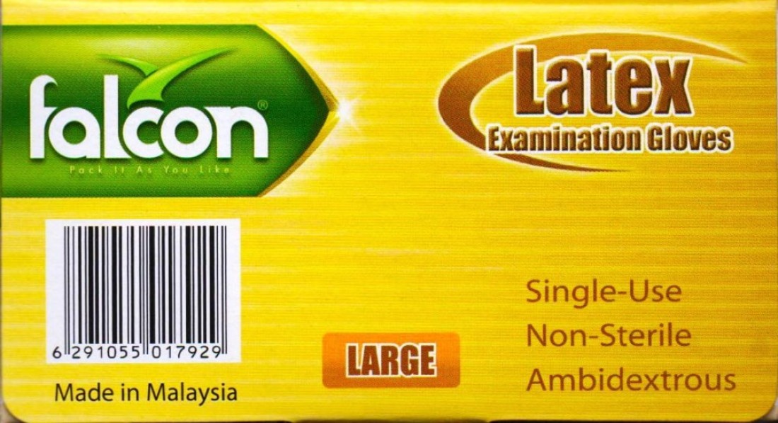 lavish Falcon Latex Gloves Pre Powder Large (1 Pack X 100 Pieces)