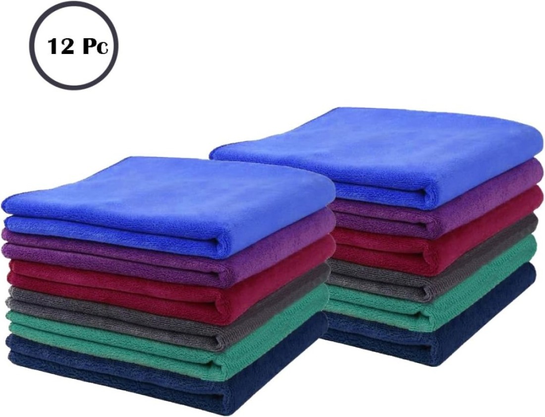 Fabienne 12-PC Microfiber Cleaning Towel Set 30x30cm Wash clothes Durable &amp; Washable 330 GSM Cleaning Cloths for Kitchen, Bathroom Cleaning All Purpose Microfiber Towel Multicolour
