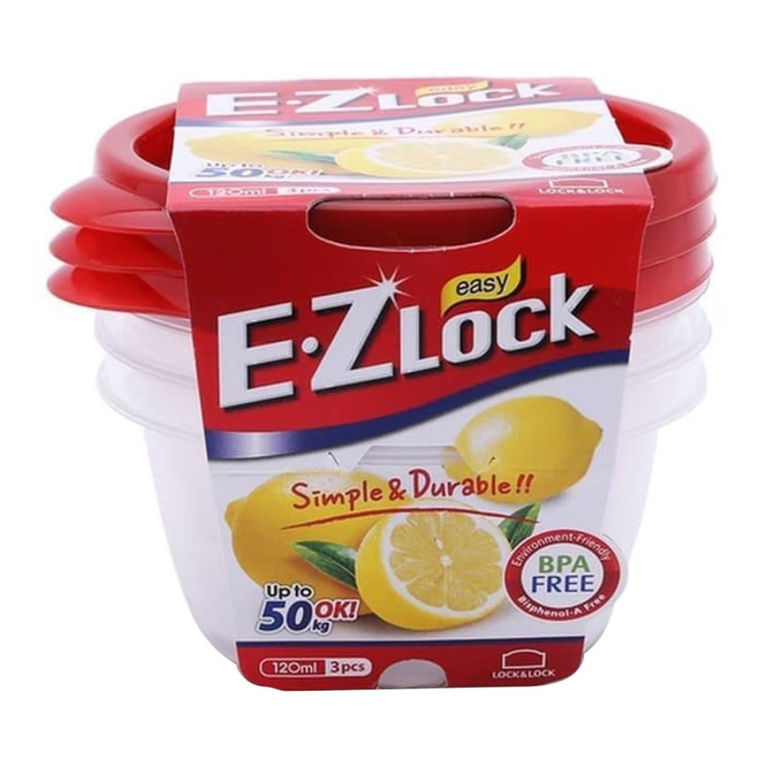 Lock &amp; LockEZ Lock Easy Plastic Food Container HLE9204 Clear/Red 120ml 3 PCS