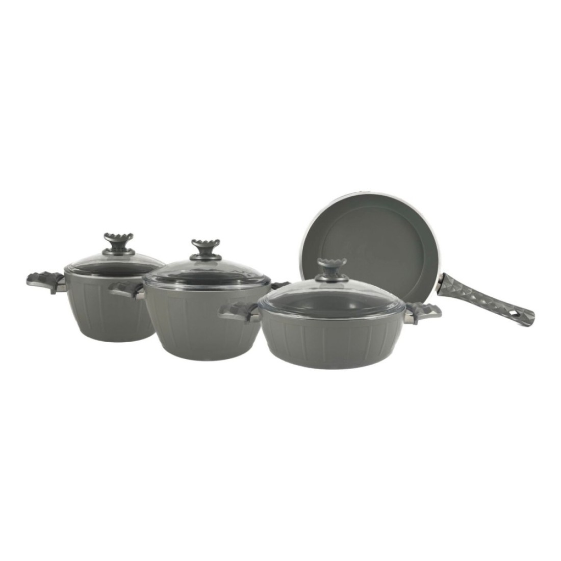 Avci Home Maker Farah Ceramic Coating Cookware Set Grey 7 PCS
