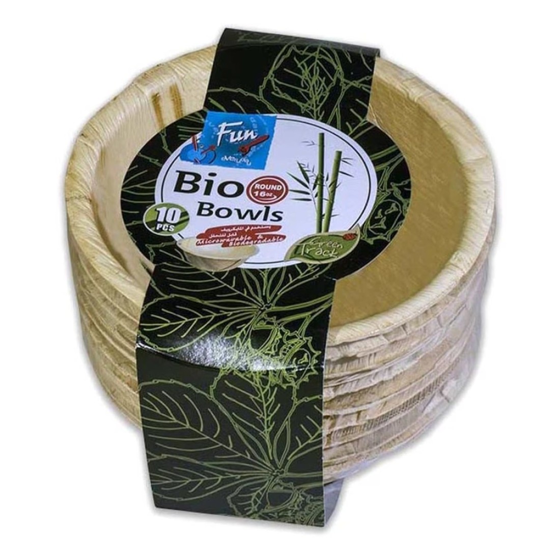 Fun Green Track Round Bio Bowl 15cm Beige 10 PCS