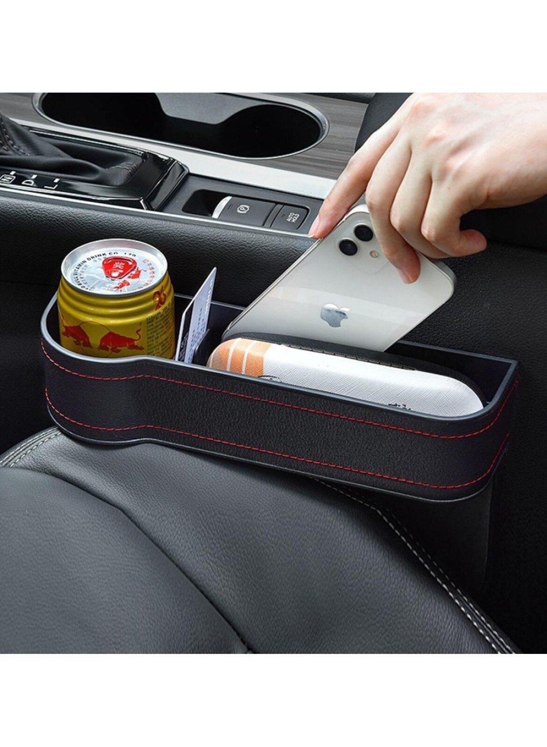 Yeasha,2 Pack Car Seat Gap Organizer Storage Box Cup Holder Car Console Side Pockets Pu Leather Cellphones Key Cards Sunglasses Small Items Car Interior Accessories