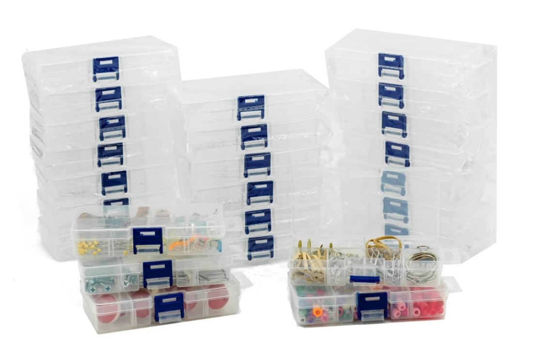 25Pack Small Plastic Storage Box Case Container Snackle Box with 8 Grid Dividers 245 x 52 x 97 for Beads Tackle Box Fishing Hooks Bobs Buttons Jewelry Grid Size 125 x 12 Party Favors
