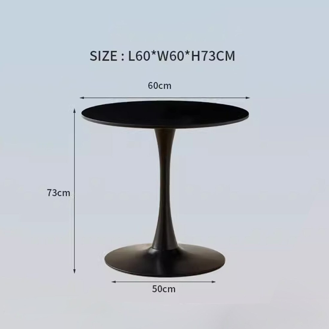 Jeffcoco Furniture Outdoor Table Round metal Patio Table,Garden Table,Black White Coffee Table Side Table Indoor Furniture Metal Frame home decor single table 1 piece (Black)