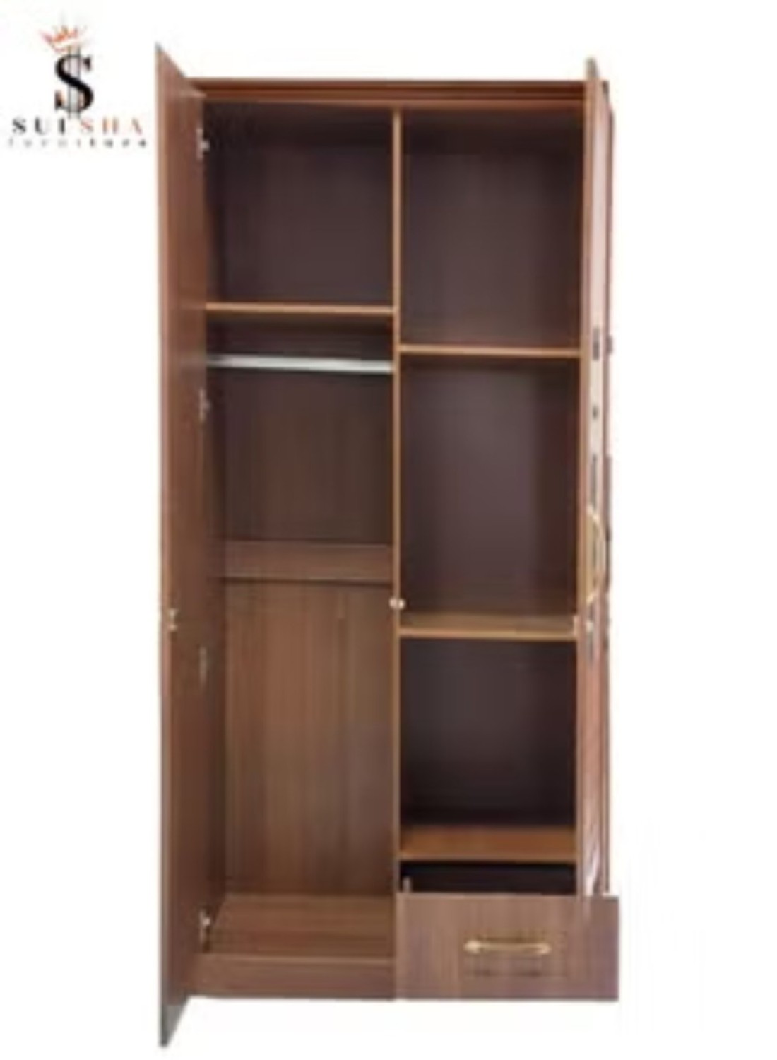 2 Door Wooden Wardrobe Cabinet Cupboard Engineered Wood Perfect Modern Stylish Heavy Duty