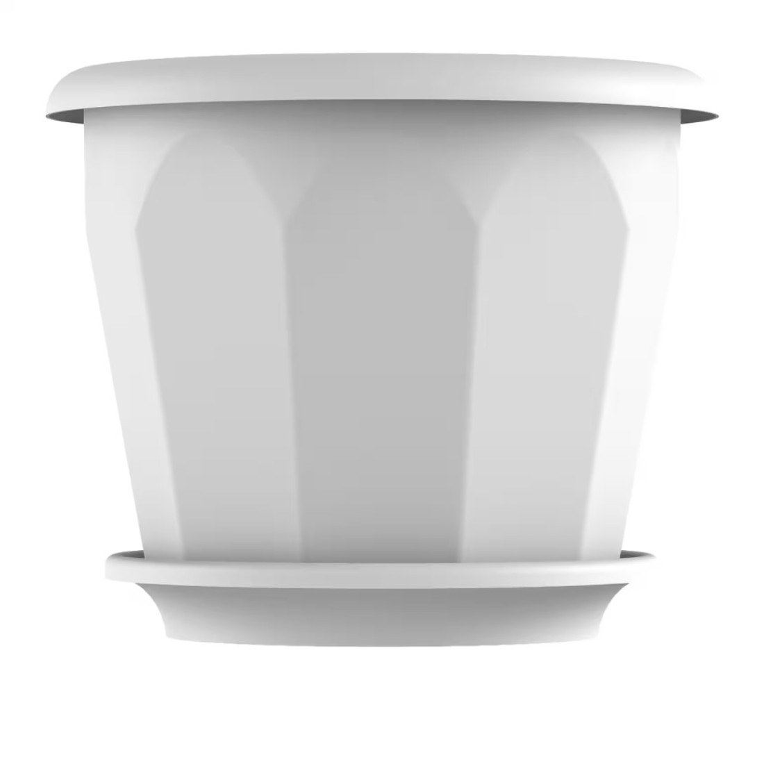 Cosmoplast Hexagonal Flower Pot With Tray White 25cm