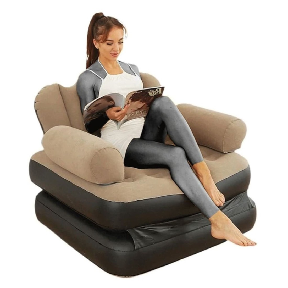 Multifunctional 5-in-1 Inflatable Sofa with L-shaped Armrest for indoor &amp; Outdoor
