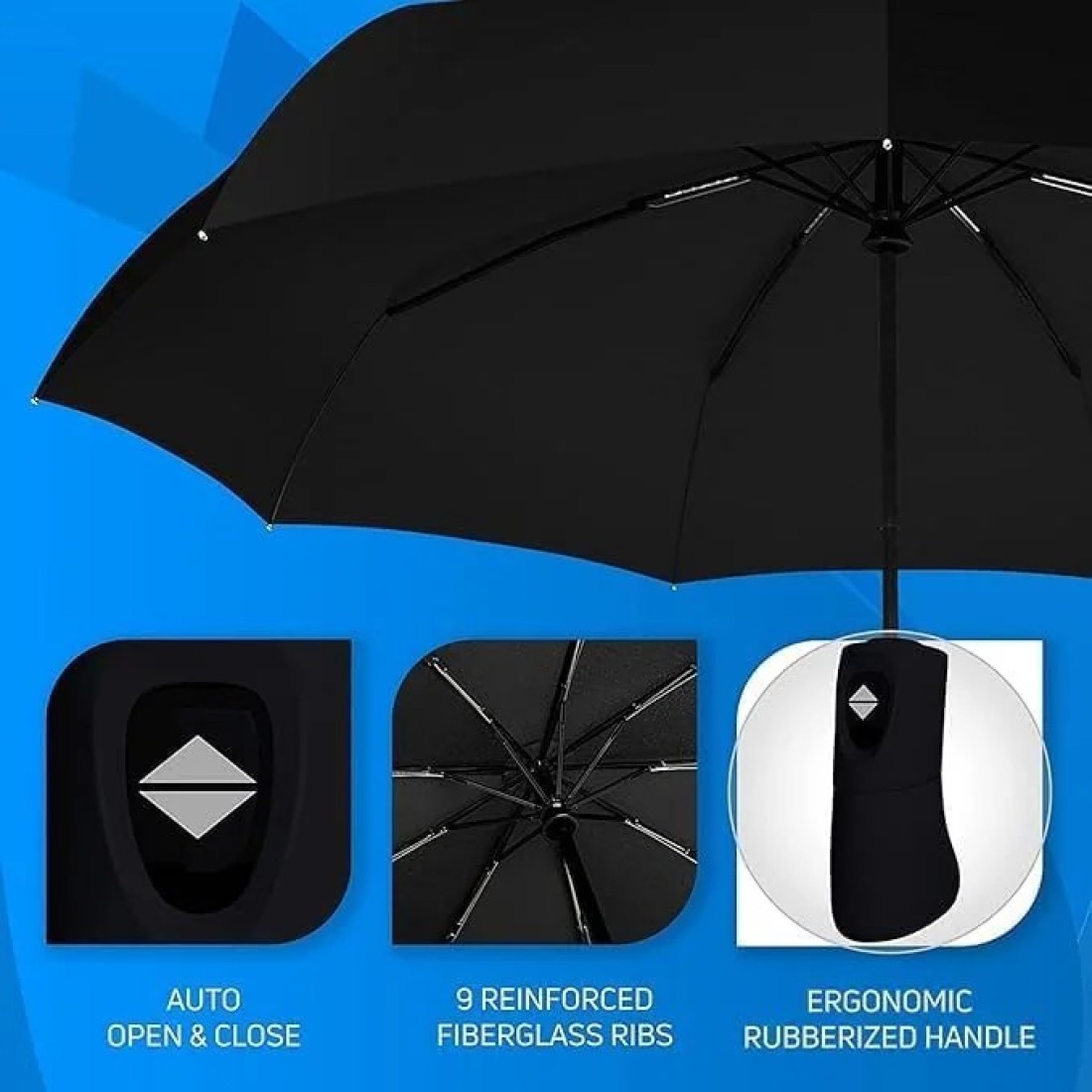 Compact UV Protection Umbrella for Summer Sun and Rain - Black