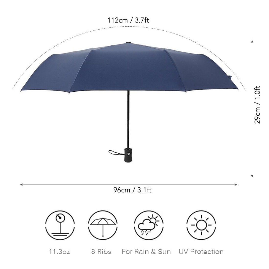 Generic-Dark blue Auto Open/Close Umbrella Compact Sun&amp;Rain Umbrella Portable Travel Umbrella Sun-proof Wind-proof Umbrella