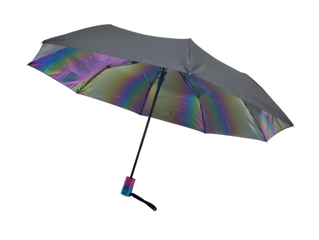 3 Fold Automatic Open Umbrella Black Inside PU Rainbow