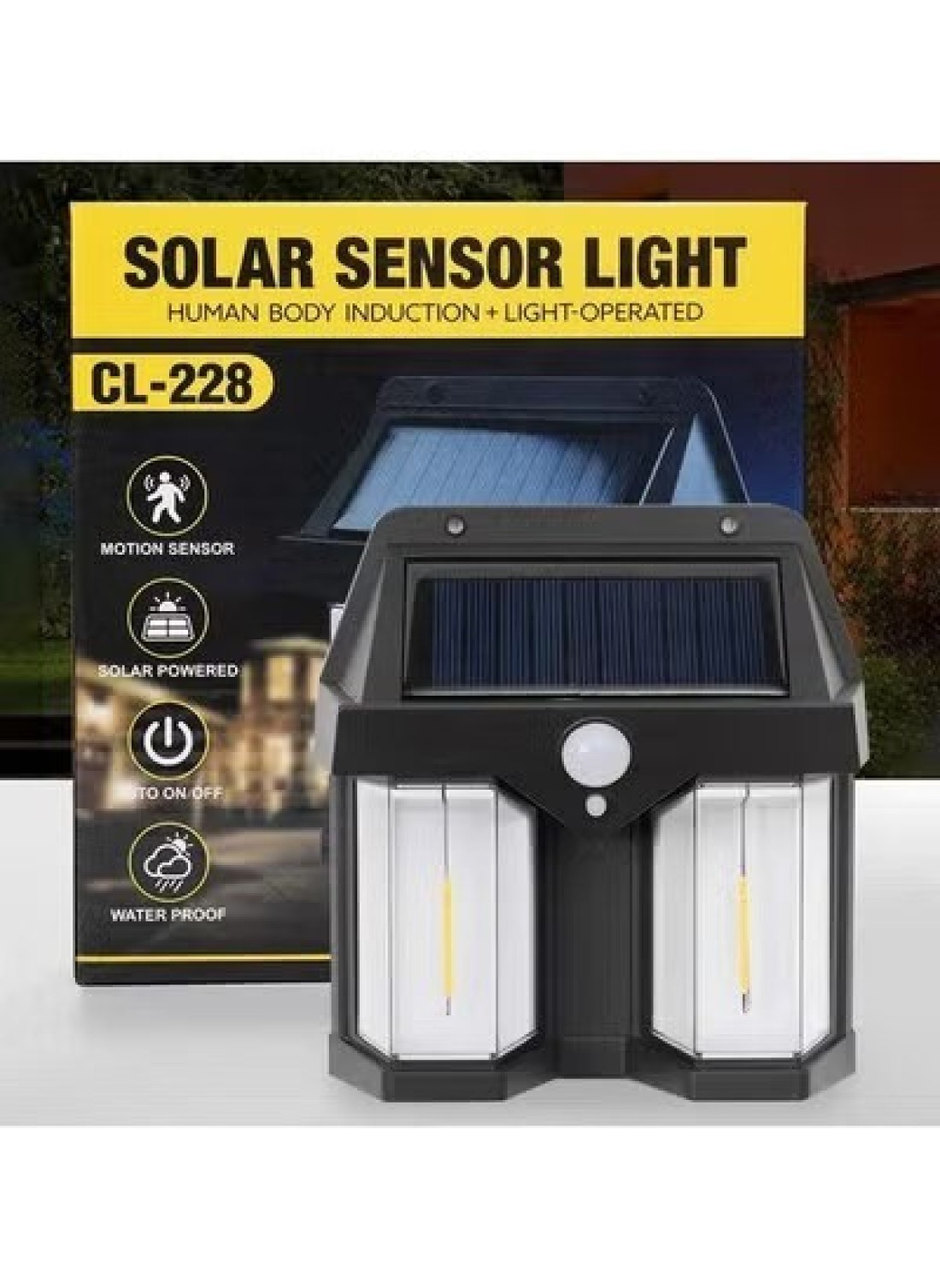 Outside Solar Induction Wall Lamp Warm Light Dual Core Wireless Dusk To Dawn Motion Sensor LED Sconce Lights IP65 Waterproof