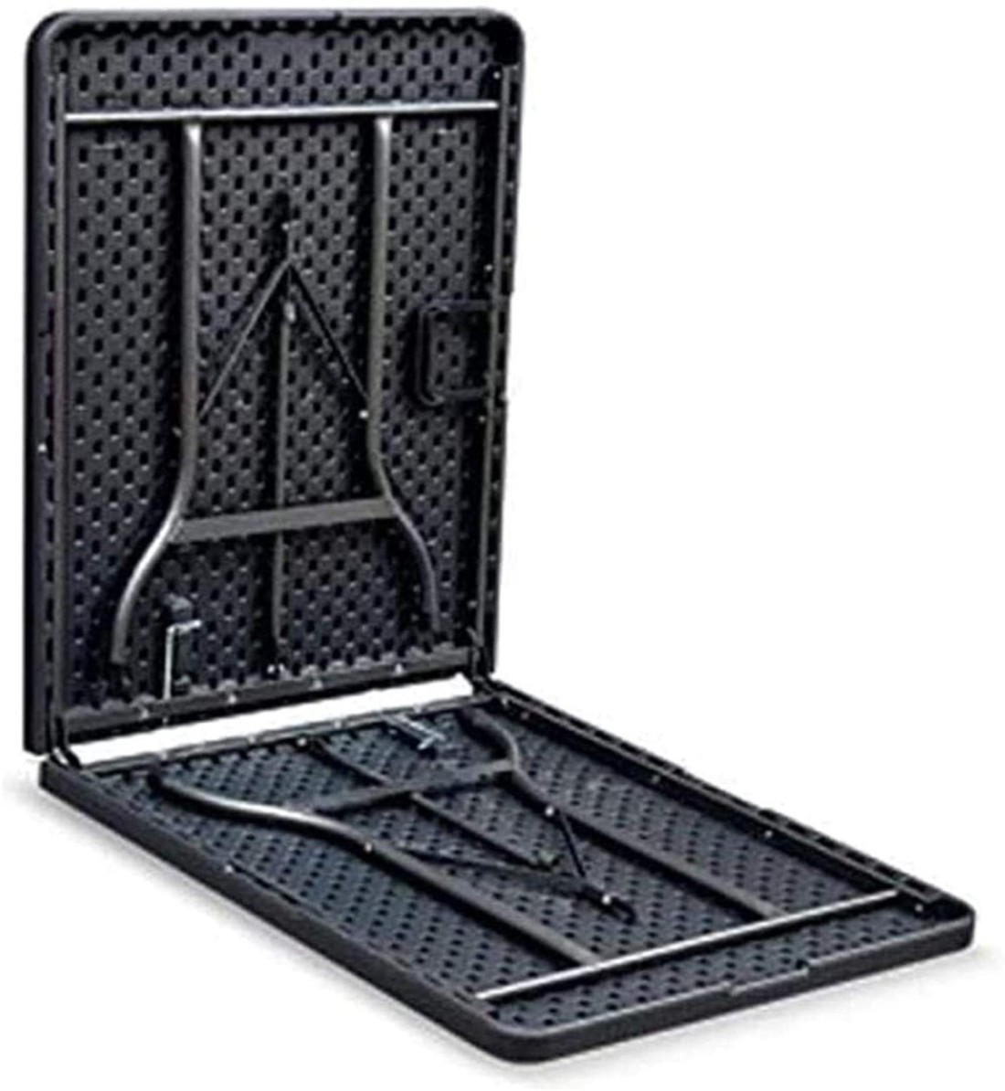 LANNY Portable Plastic Folding Table SZK180 Black Wood Design 180 * 75cm for 6-8 person Party/Picnic/Garden/Dining/Kitchen/Buffee/Restaurant