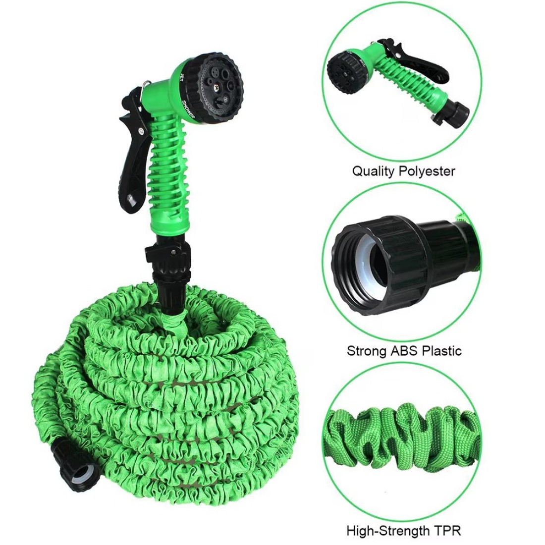 Generic-75FT/23M Garden Hose Upgrade Expandable Magic Flexible Water Hose Plastic Hoses Pipe With Expandable Hose 7 Function Spray Nozzle Leak Proof To Watering 3/4