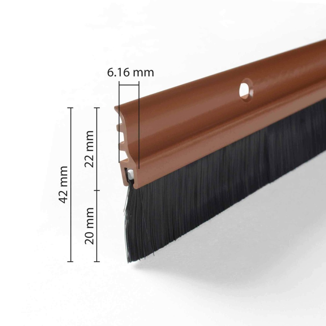 Deco Window Door Seal 15 Width X 365 Length Gate Bottom Sealing Strip Draft Stopper with Aluminium Plate Nylon Bristles for Weather Stripping Air Sound Blocking Chocolate