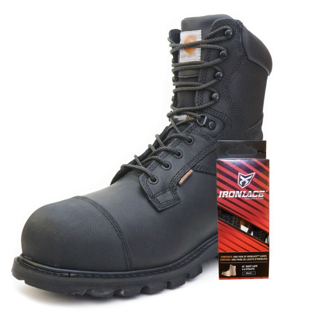 IRONLACE Unbreakable Round Bootlaces Indestructible Waterproof Fire Resistant Boot Shoe Laces 1500Pound Breaking StrengthPair Black 54Inch 32mm Diameter 1Pair