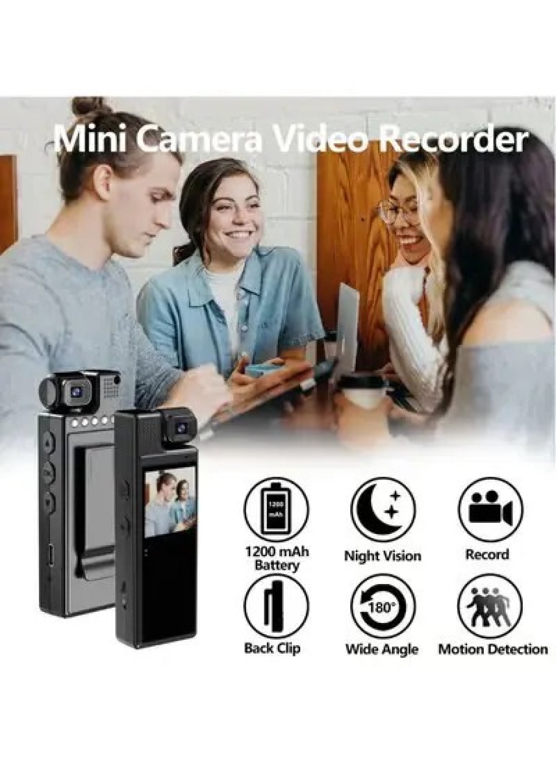 Mini Body Camera 1080P Portable Small Body Worn Cam Wearable Pocket Video Recorder With 180&deg; Rotatable Lens 1.3&quot; LCD Night Vision For Security Guard Law Enforcement