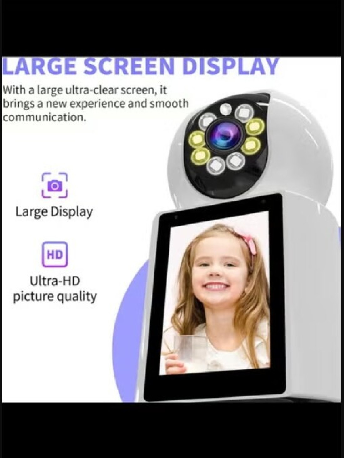 Home Security Cameras for Baby/Elder/Dog/Pet Camera, 4K Resolution,360&deg; Panoramic/2.8&quot; Screen/Indoor Security Camera, Night Vision