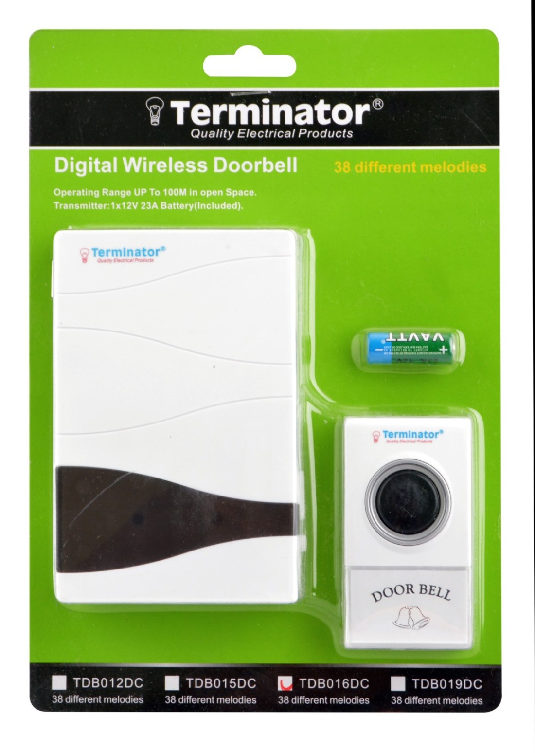 Terminator Brand Digital Wireless Door Bell with 38 Different Melodies - TDB 016DC