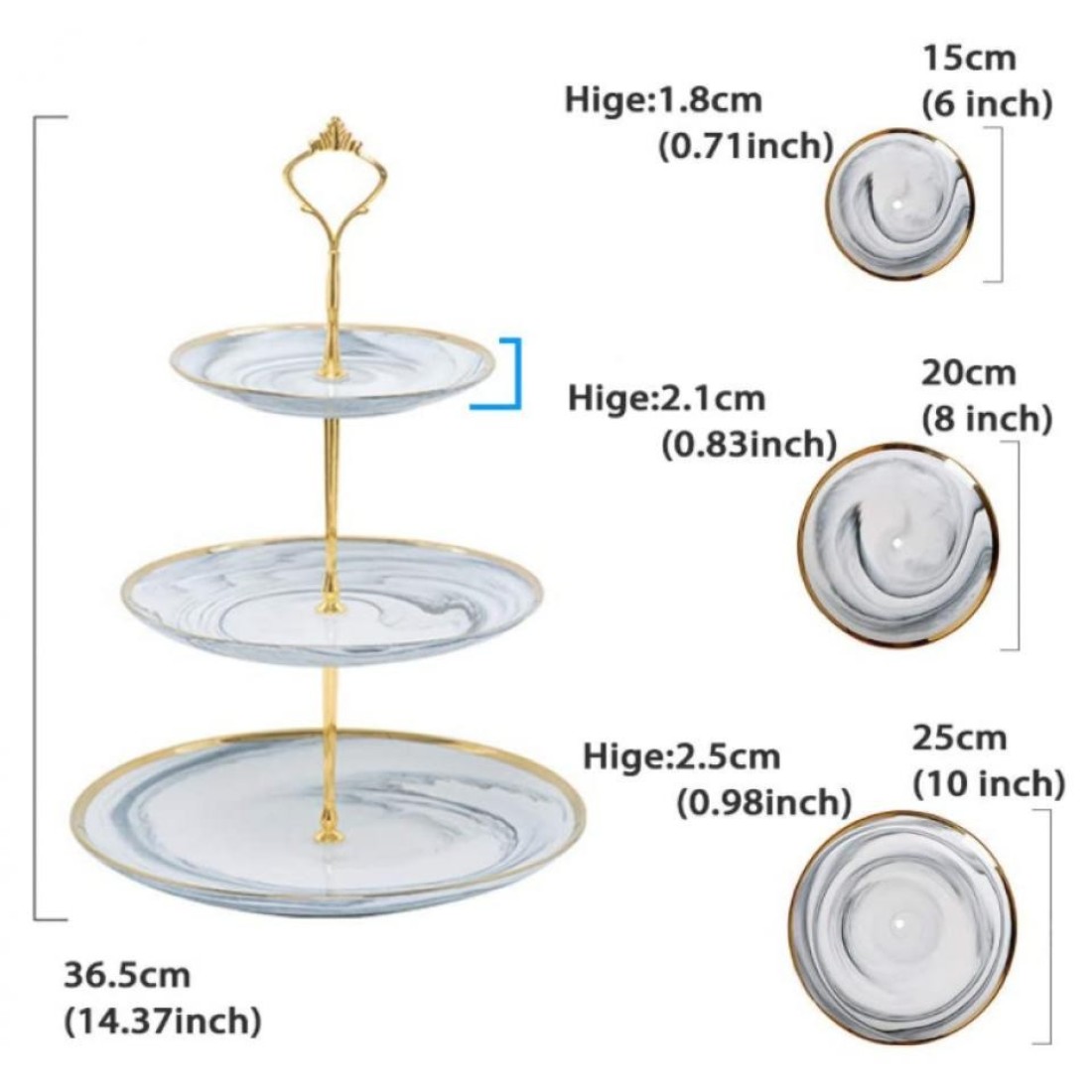 Aiwanto 3-Tier Cupcake Stand Tower Dessert Display Plate Serving Tray Dish Treat Stacked Pastry Fruit Serving Platter Carrier for Gift Tea Party Restaurant