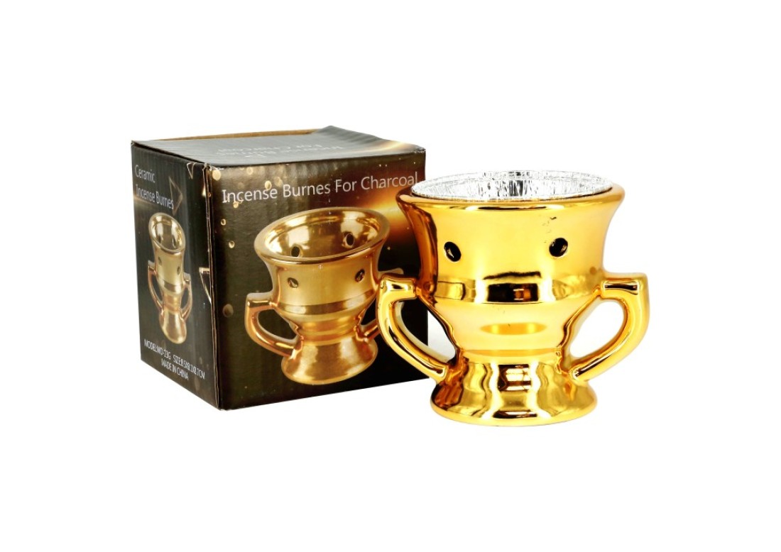 Rahalife Unique Ceramic Incense Burner Bakhoor Burner For Oud, Incense Holder Home Decor, Golden, 1 PC