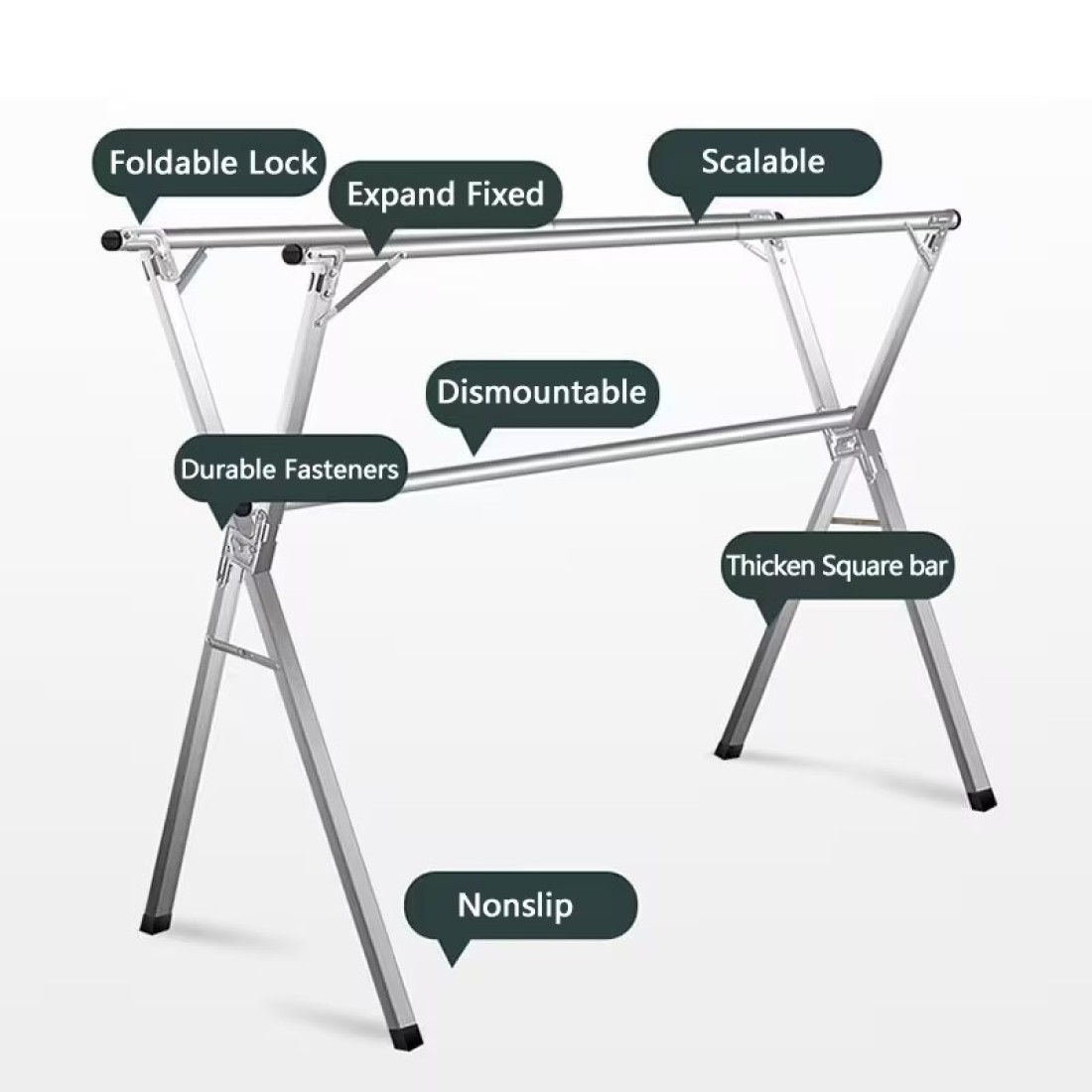 Free Installed Clothes Drying Rack Stainless Steel Foldable Rack Hanger Space Saving Retractable 47.24-62.99 inch Clothes Rack Adjustable Clothes Hanger Rolling Rack