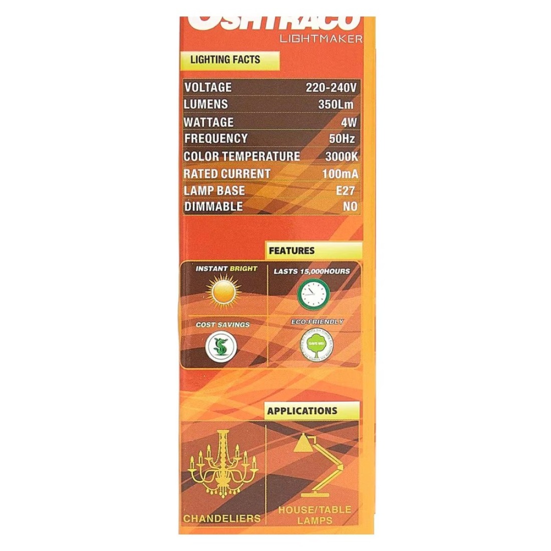 Oshtraco Light Maker Candle LED Bulb 4W E27 with Base