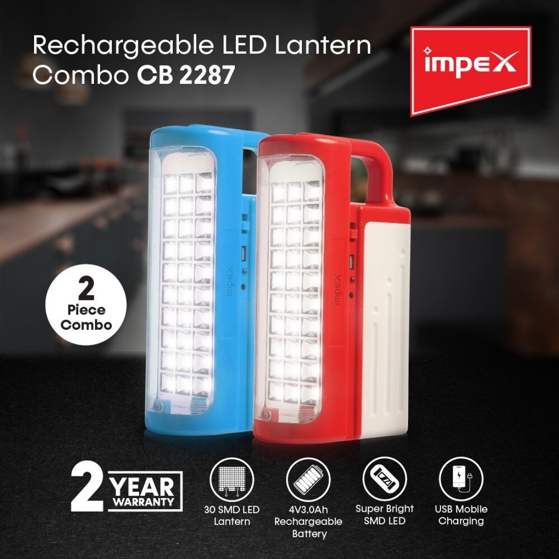 مجموعة مصابيح يدوية LED قابلة لإعادة الشحن من إيمبكس - 2 قطعة عاكس ثلاثي الأبعاد 10-60 ساعة وظيفة بنك الطاقة شحن الألواح الشمسية زجاج PG غير قابل للكسر