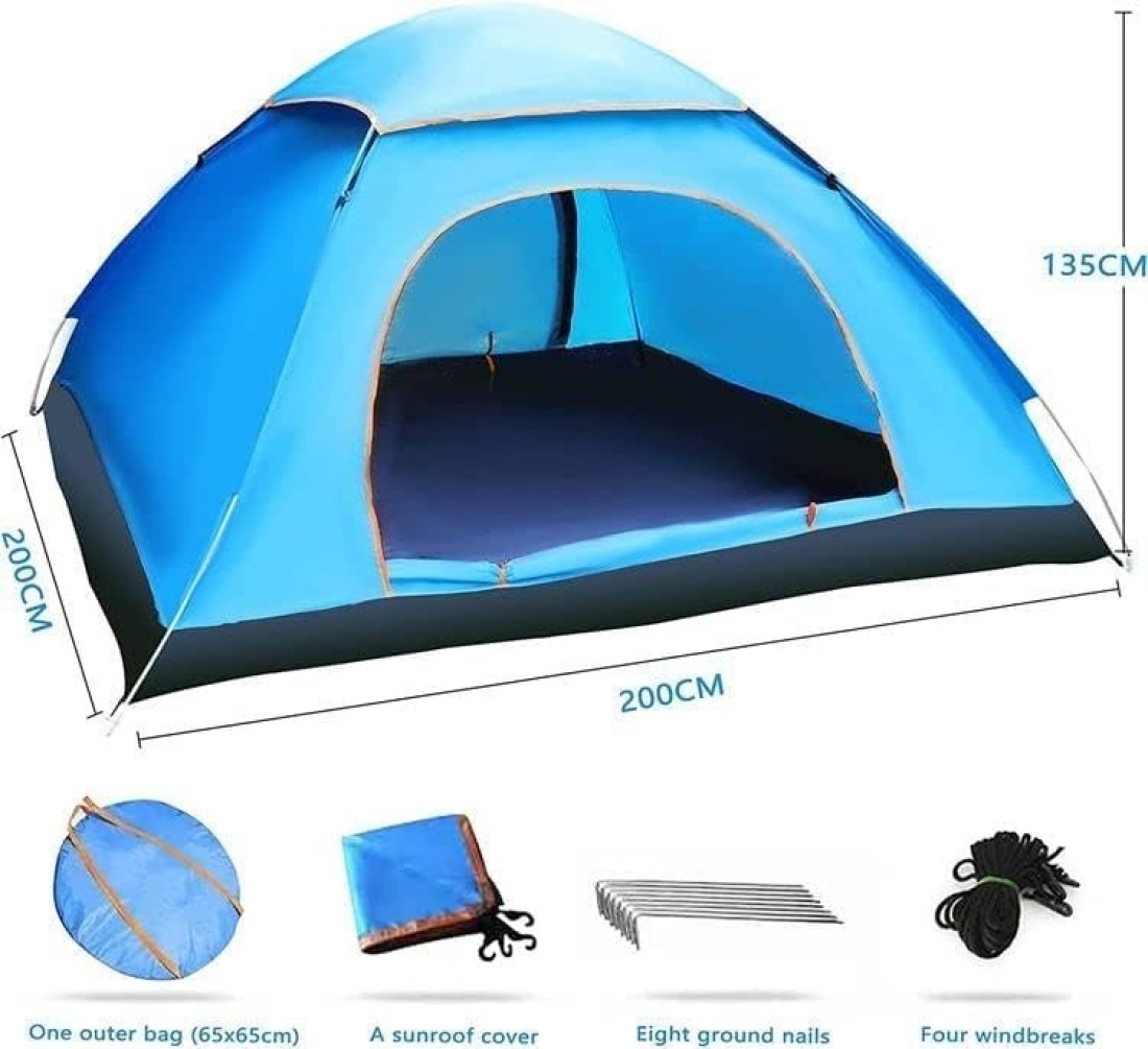 Waterproof Camping Pop-up Tent for 2-4 Person - Dome Family Tent for Outdoor Sports, Travel, Beach, Picnic