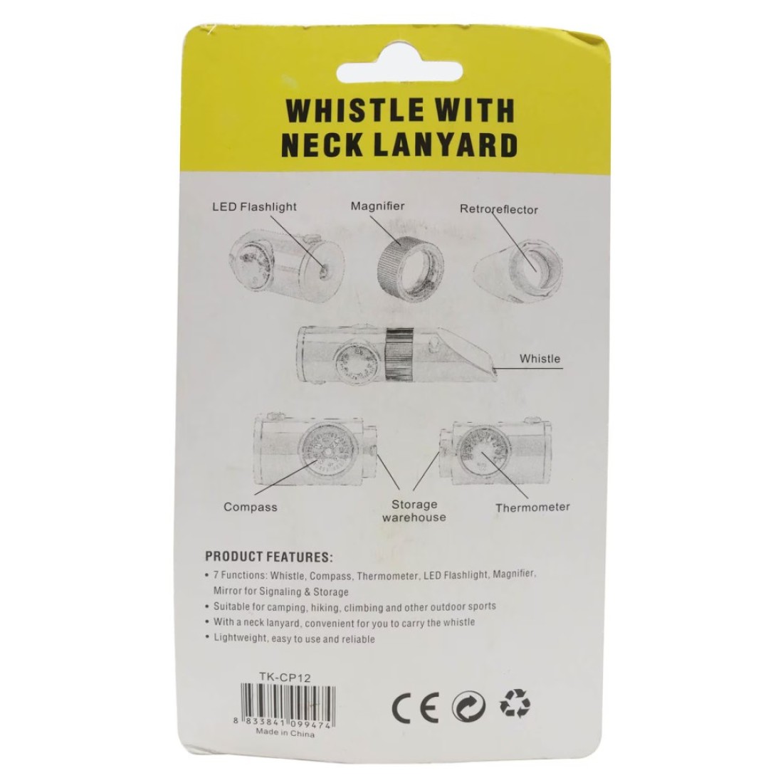 Desert Ranger 7-In-1 Whistle With Neck Lanyard Black