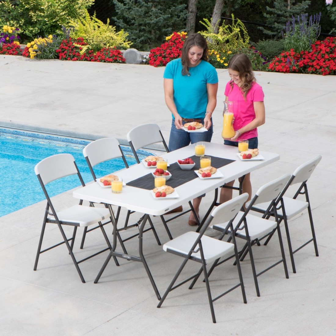 Lifetime, 6-Foot, Fold-In-Half Table, Rectangle, Residential, White Granite Colour, LFT-80333
