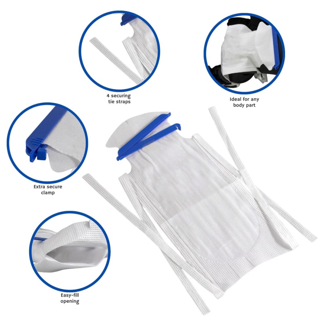 Refillable Ice Bags with Clamp Closure Pack of 5 Large 612 x 14 Reusable Easy Filling Hospital Icepack with Soft Outer Covering and Leak Resistant Inner Layer Vakly First Aid Kit Guide 5