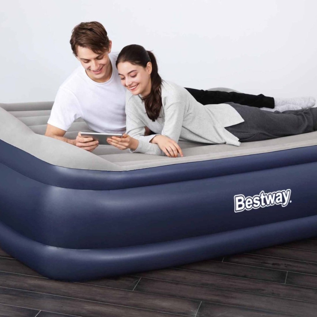 Bestway Queen Airbed With AC Pump Blue 203x152x56cm
