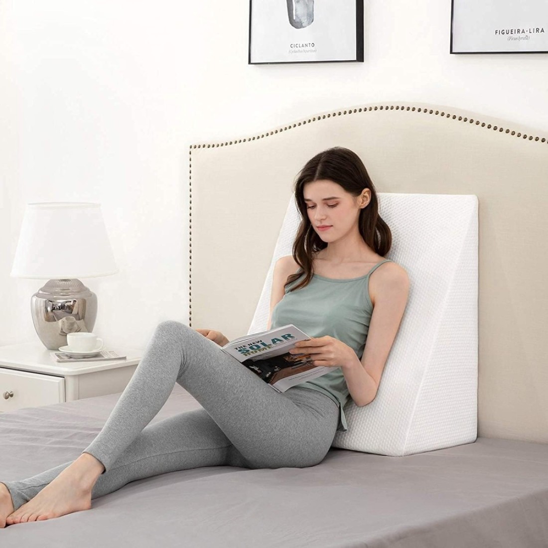 Vital Orthopedic Bed Wedge Pillow With HD Foam Top Elevation For Sleeping, Acid Reflux, Heartburn, Anti Snoring And Gerd Pillow - Ideal For Neck Pain, Back Support (W 65 X L 65 Cm, Standard: 8&amp;quot;)