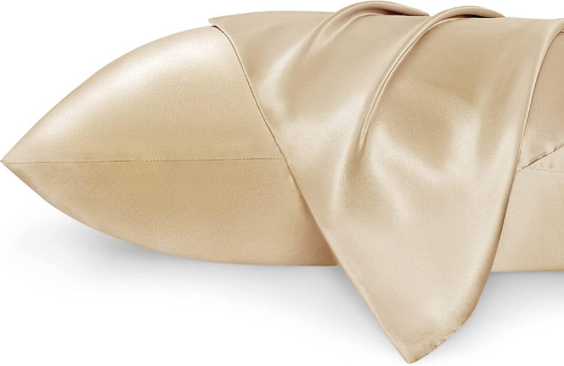 MahMir&reg; Silk Satin Pillowcase for Hair and Skin Queen - Champagne Gold Silk Pillowcase 2 Pack 75L x 50W CM (20x30 Inches) - Satin Pillow Cases Set of 2 with Envelope Closure (Champagne)