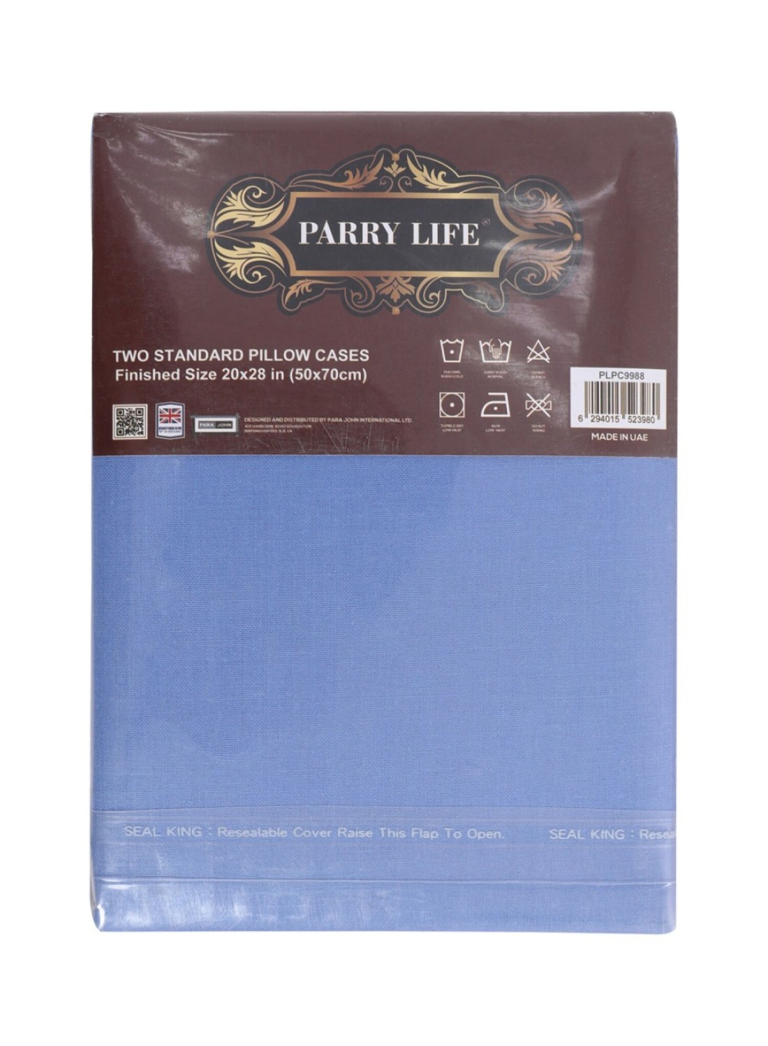 Parry Life Set Of 2pcs Pillow Case/Cover/Protector, All-Weather, 144TC Microfiber Poly-Cotton, Soft, High-Quality Stitching, 50 x 70 Centimeters, Made in UAE