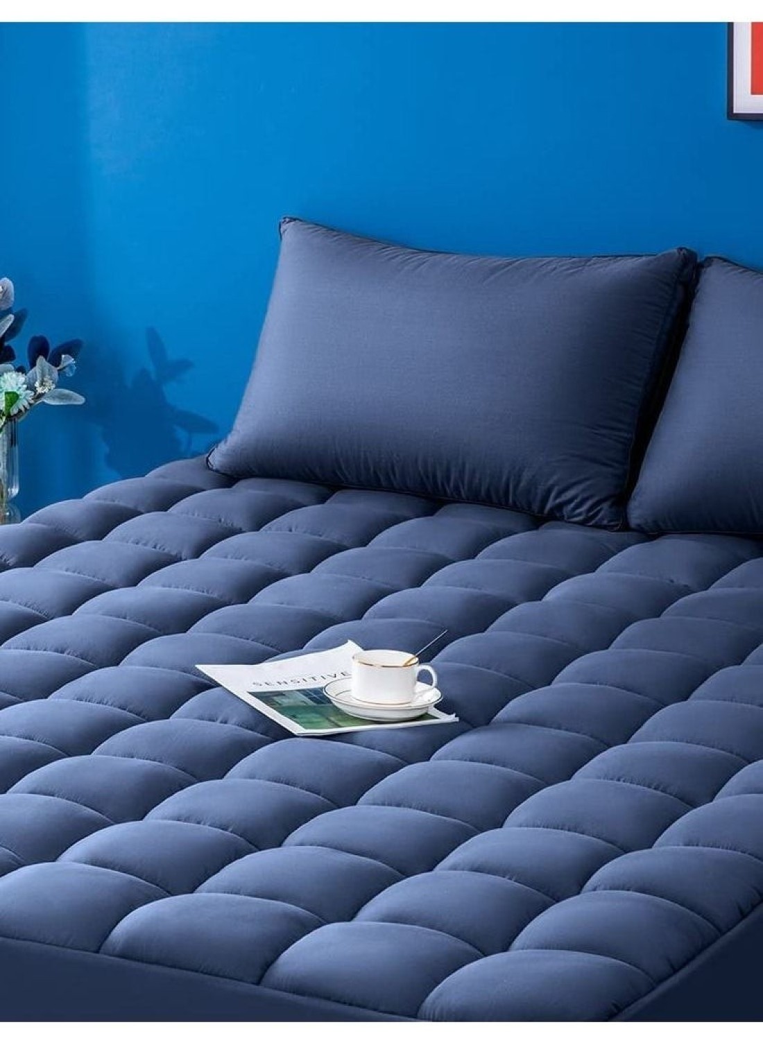 COMFY BLUE HOTEL STYLE HYPOALLERGENIC MATTRESS TOPPER 200 x 200 x 10 CM