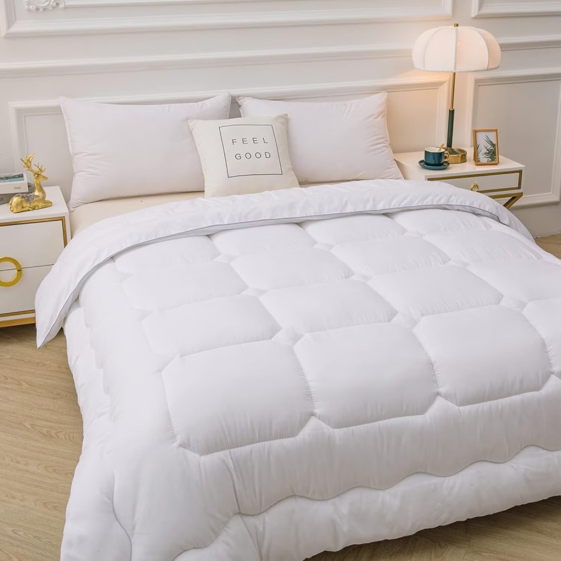 GOLDEN HOME Comforter Duvet Quilt Insert Full White Down Alternative All Season Microfiber (Single (160x210 cm)