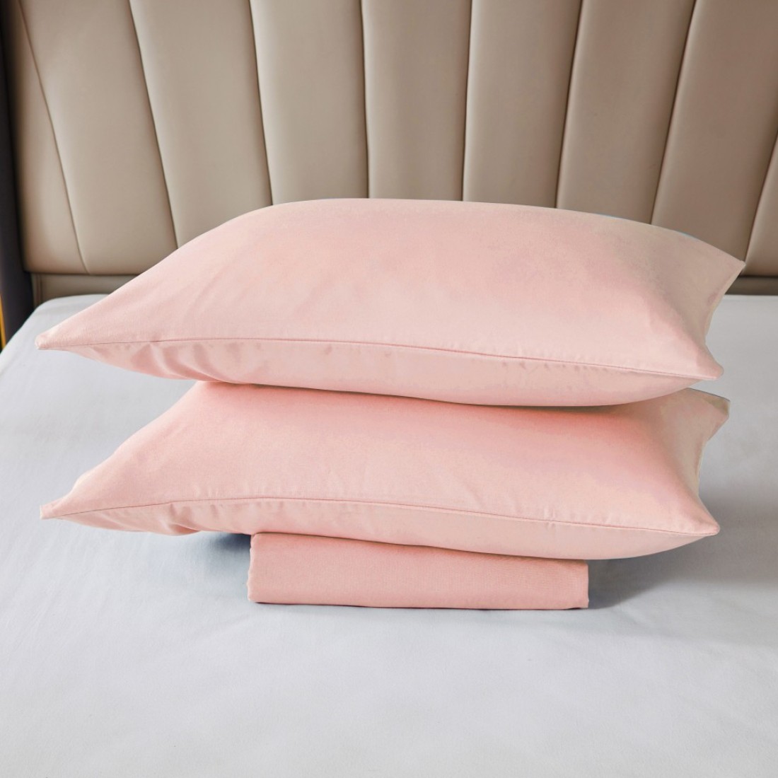 Rahalife 3-Piece Fitted Sheet Set Microfiber 150x200x30cm Queen Size 41035 Taupe
