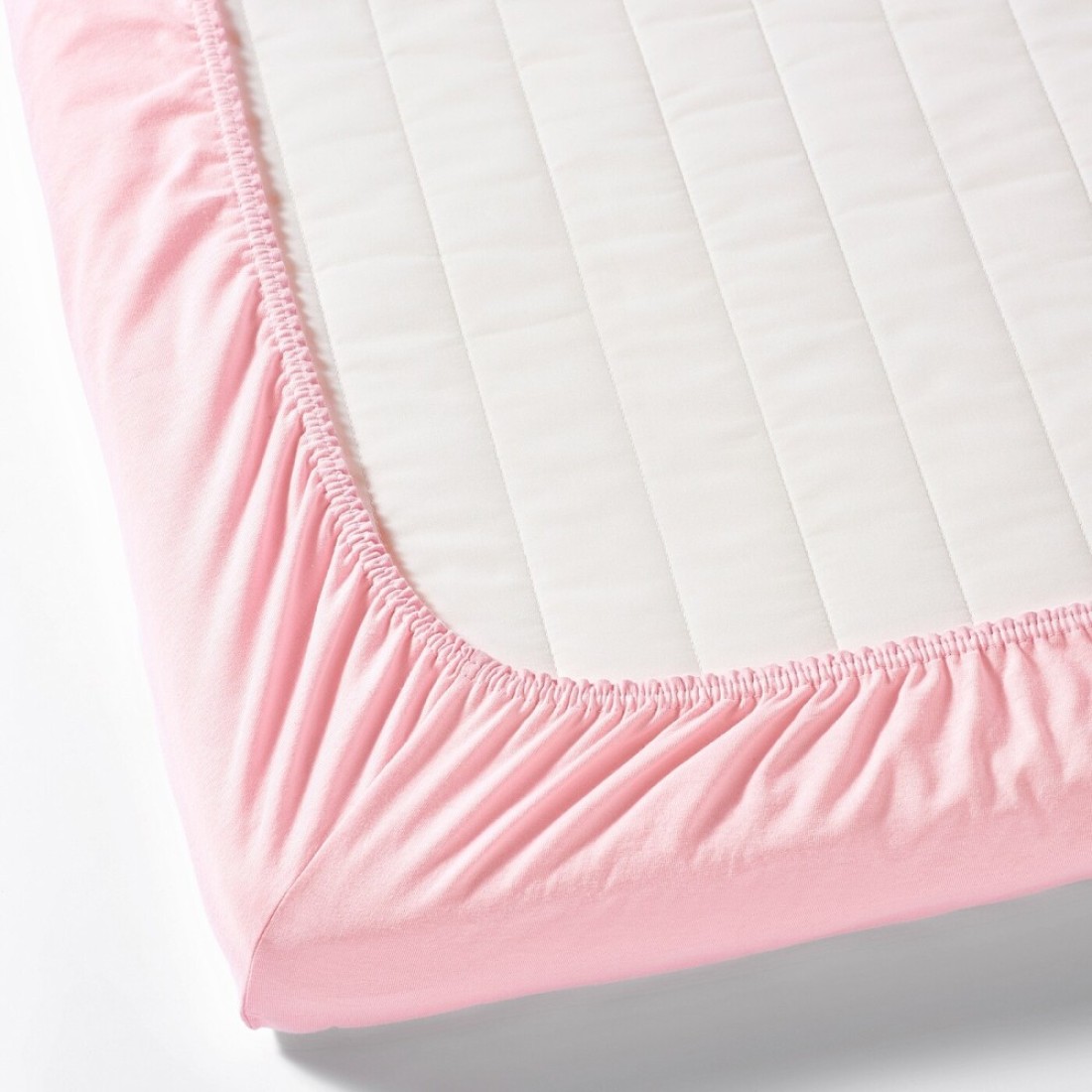 Fitted Sheet For Cot Pack Of 2 White/Pink 60X120cm