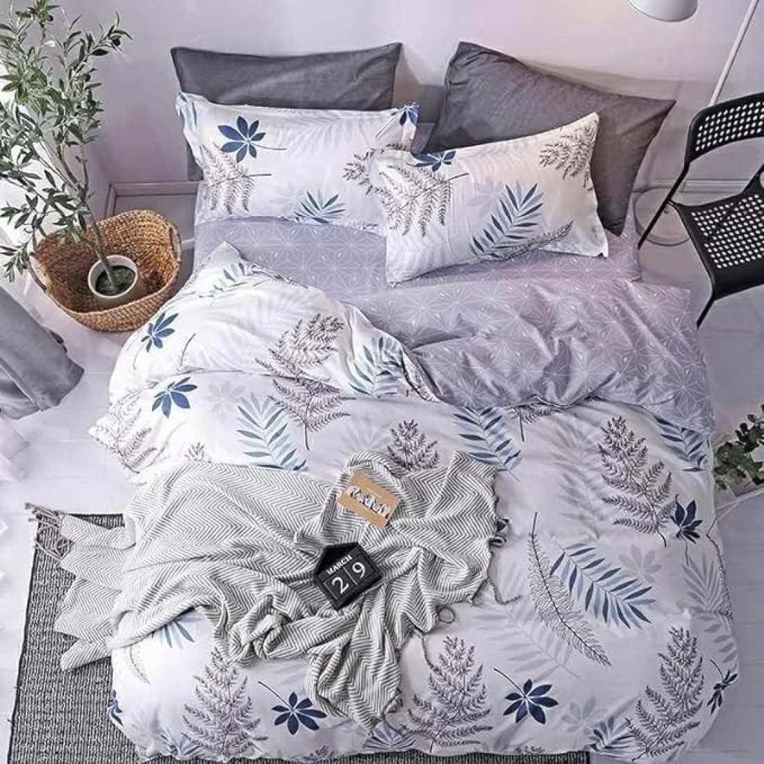 GOLDEN HOME 6-Piece King Size Duvet Cover Set, 1 Duvet Cover + 1 Fitted Sheet + 4 Pillow Cases, Microfibre, Muesli