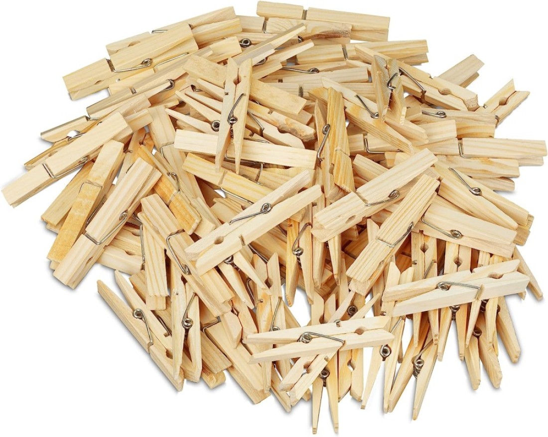 Lavish Multi-Functional, 100 Pcs Household Bamboo And Wood Clothes Clip