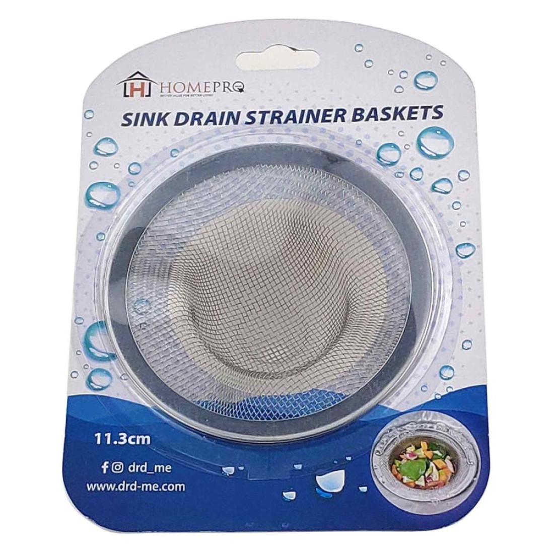 Home Pro Sink Drain Strainer Silver 11.3cm