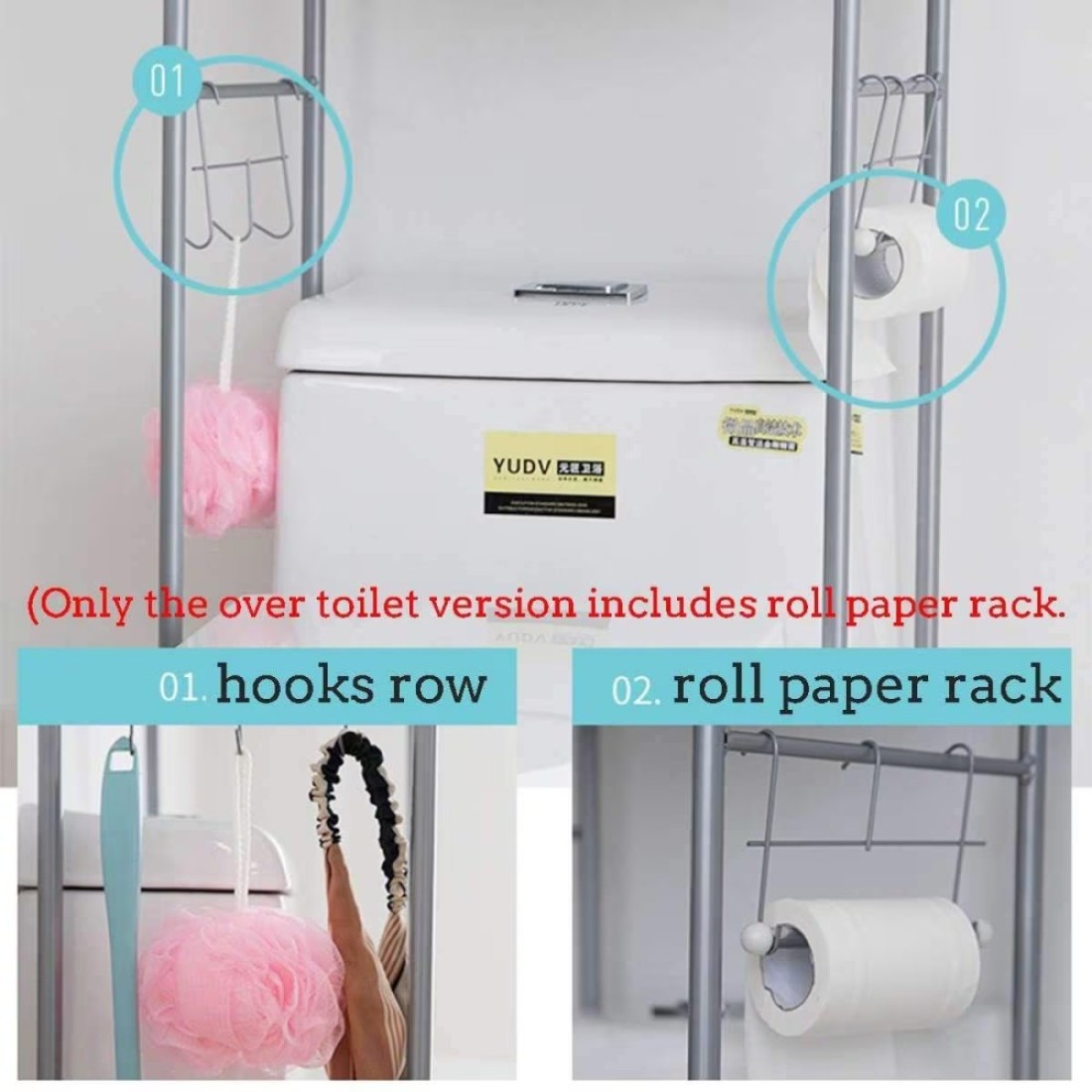 Generic Metal Toilet Cabinet Shelving Kitchen Bathroom Space Saver Shelf Organizer Holder New, Generic, White