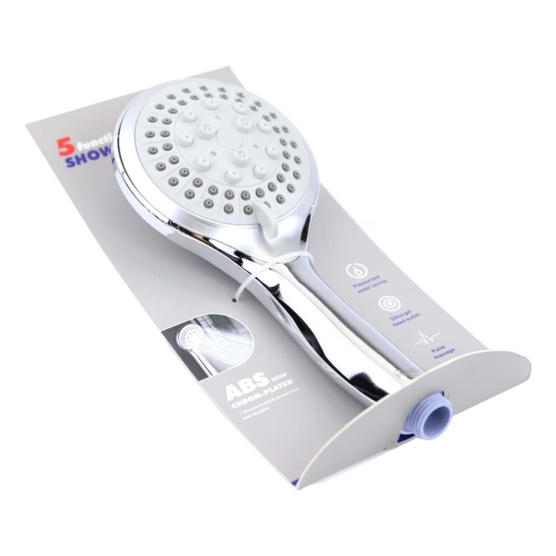 Home Pro 5 Function Chrome Plated Shower Head Silver