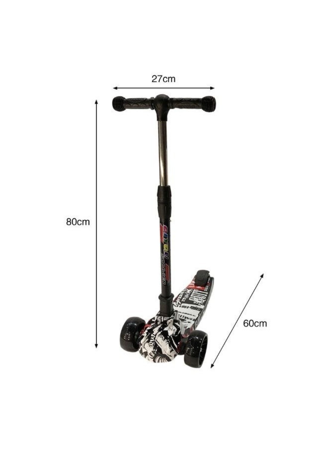 Generic 3 Wheel Scooter LED Flashing Wheels Height Adjustable Extra Wide Deck Kids Kick Scooter