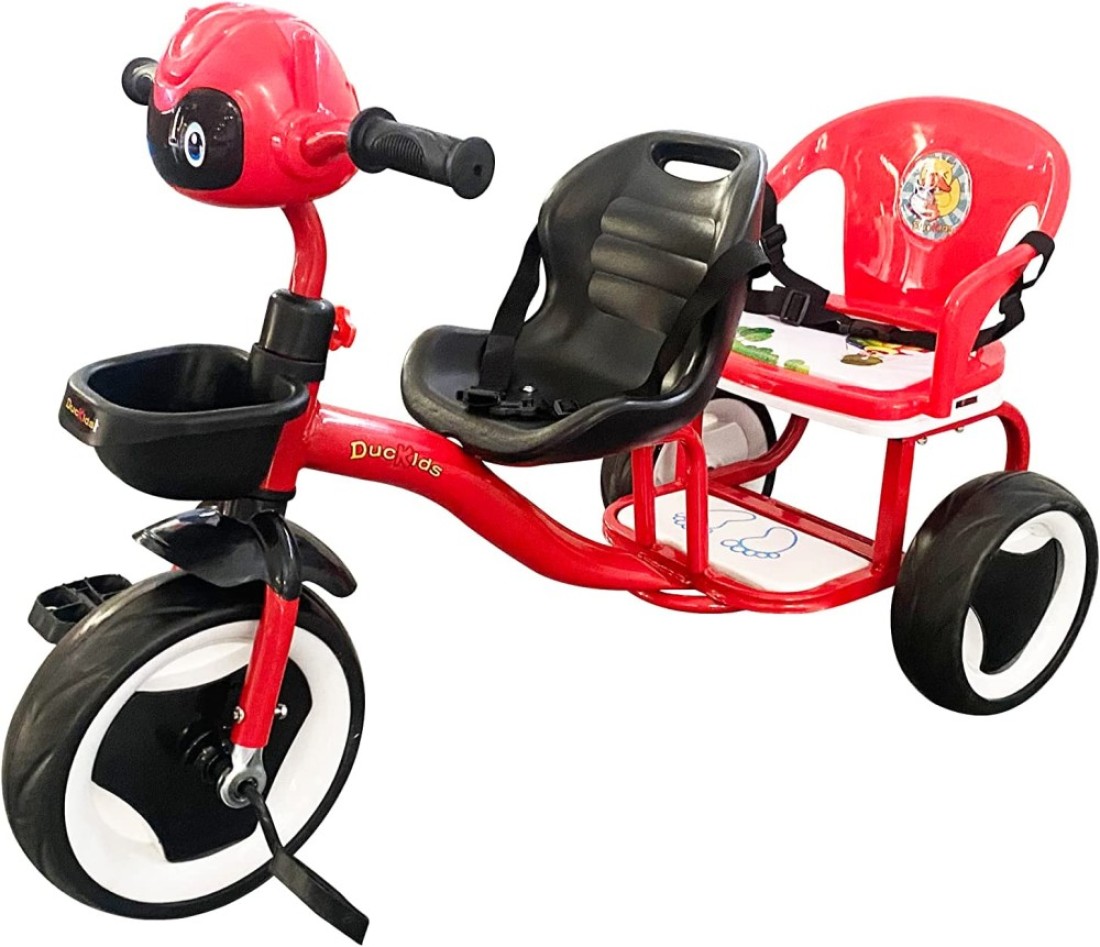 Duckids Tricycle, LB 775, 2 Seater Baby Tricycle For Kids (Red)