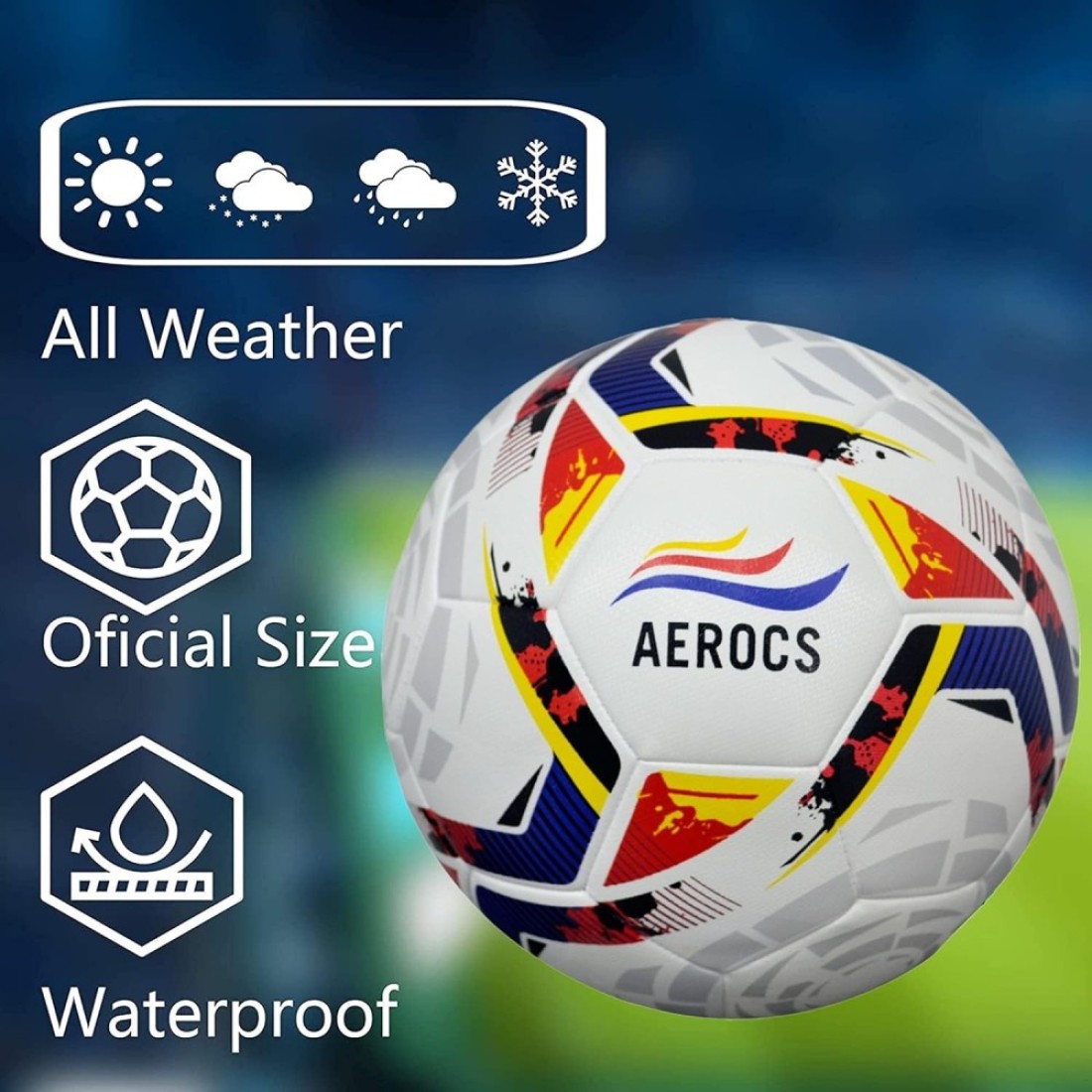 AEROCS World Cup Football Traditional Soccer Ball Best Indoor or Outdoor Basketball - Size 5 for Soccer Players and Football Fans