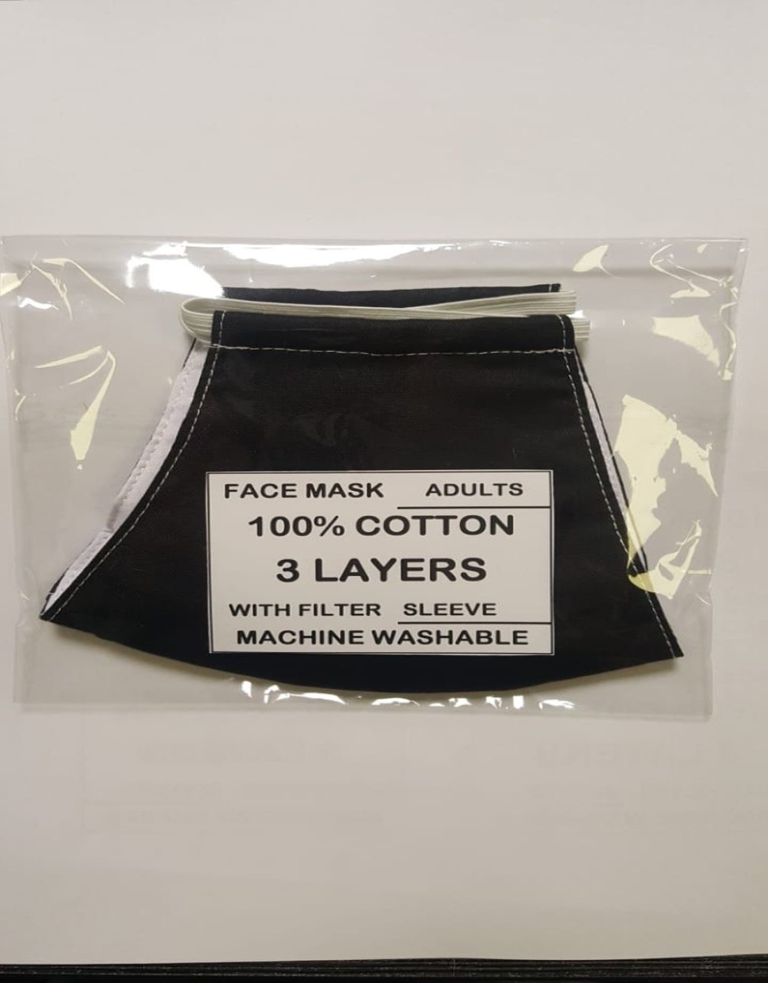 Pikkaboo Washable Mask - Plain Black Adults