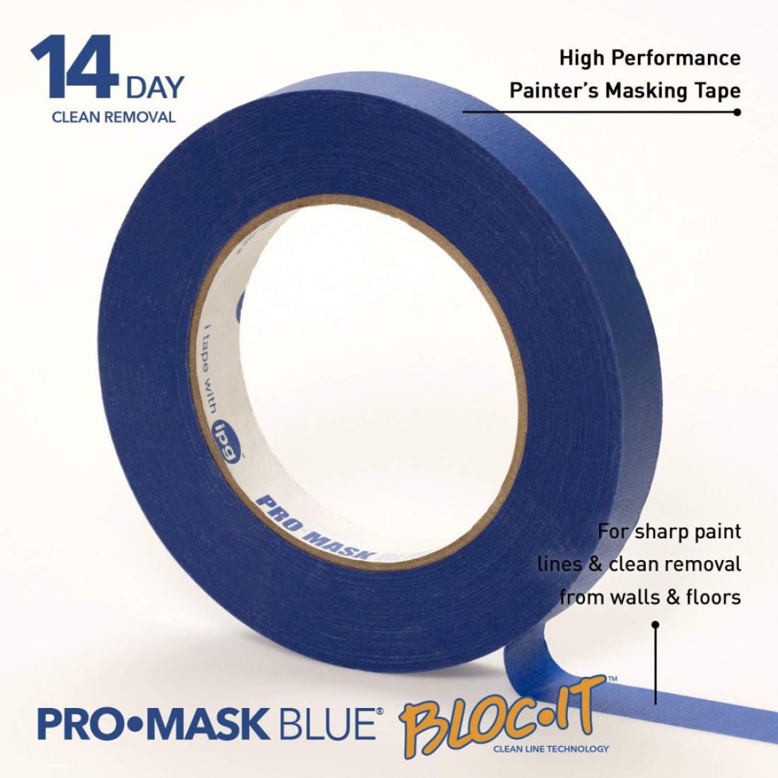 IPG ProMask Blue with BLOCIt Premium 14Day Masking Tape 094 x 60 yd Blue Single Roll