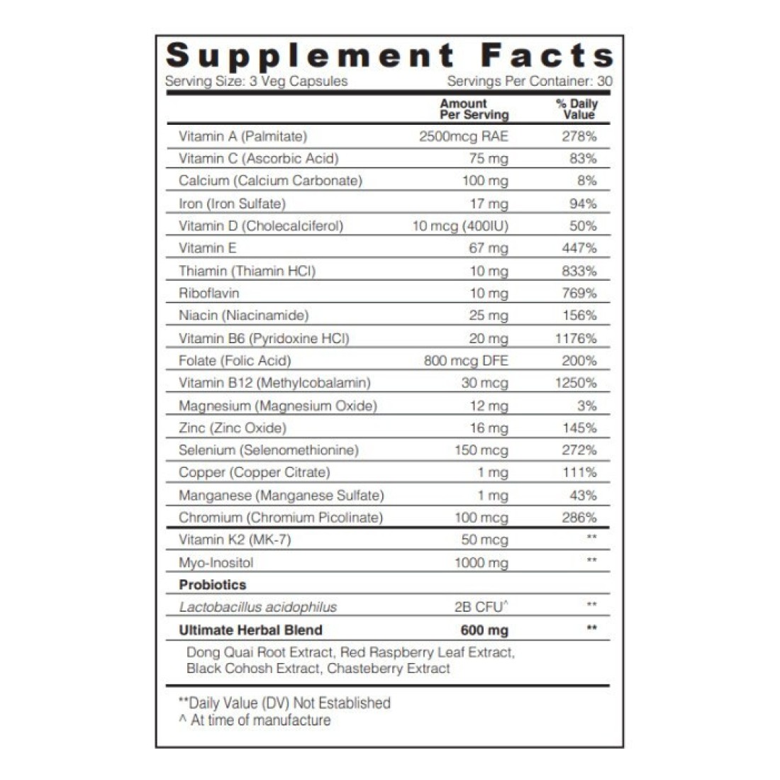Sunshine Nutrition Ultimate Her Multivitamin - 90 Capsules